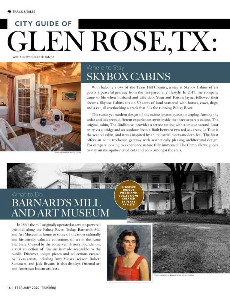 Barnard's Mill and Art Museum featured in Texas Living Magazine